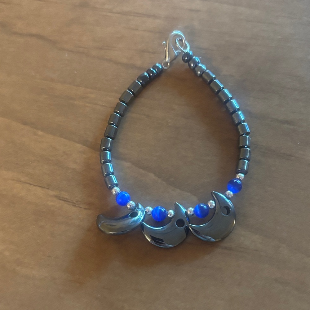 Blue and Silver Moon Charm Bracelet